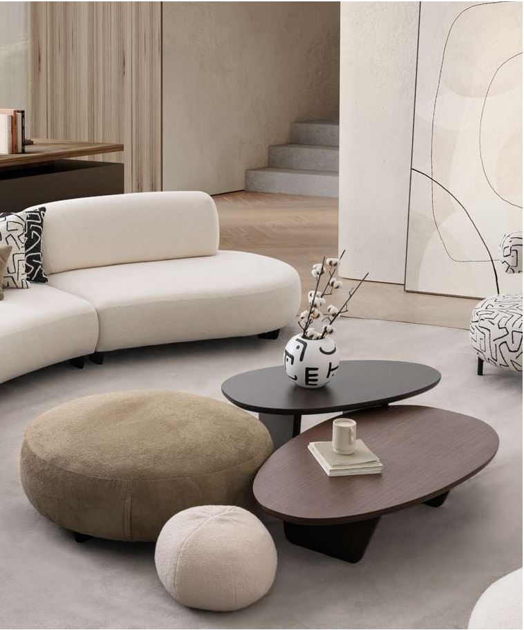 -Barcelona Set of Three ( Big Coffee Table ,Small Coffee Table, Bonbon Pouffe)
